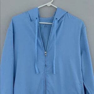 New York & Company Light Blue Hooded Zip Jacket
